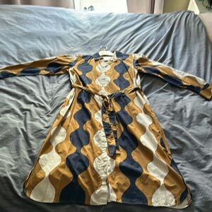 Marimekko brown printed long sleeve dress